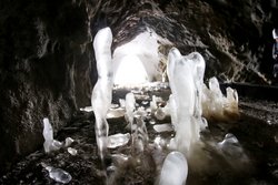 Ice stalagmites in the HPP ventilation shaft